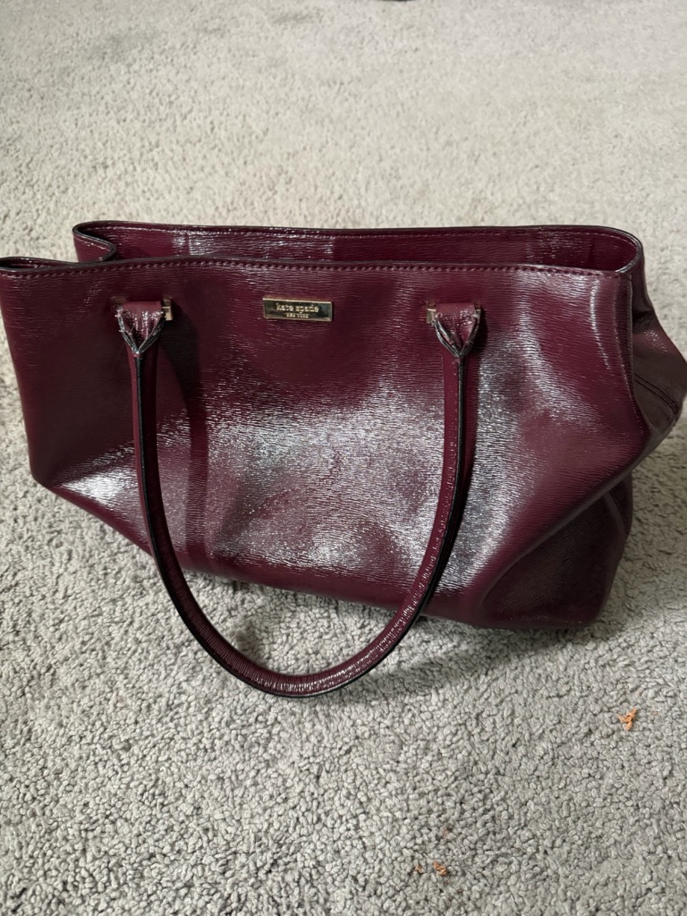 kate spade patent leather tote in deep wine